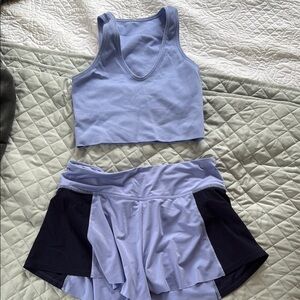 Athleta periwinkle Tank Top (bralette) and Shorts Set